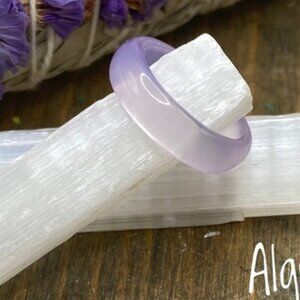 Purple agate carved gem ring band